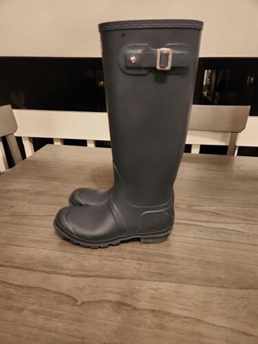 Stivali da pioggia alti Hunter donna originali nero opaco/blu taglia 9 - Foto 2 di 4