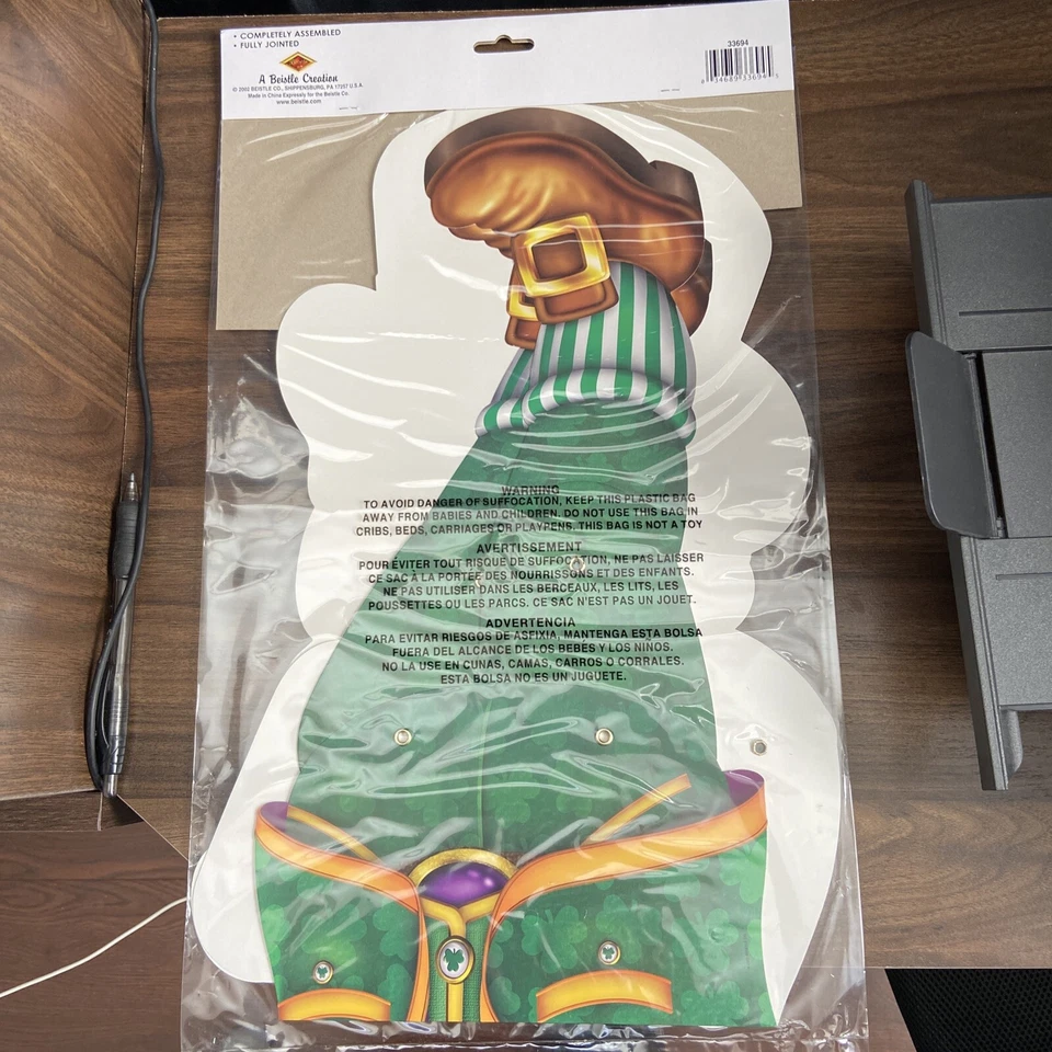 Jointed 33 Inch Leprechaun Paper St Patrick's Day Decoration Party Supplies - Image 4 of 4