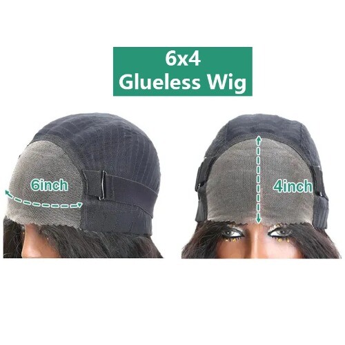 Glueless Wig Black Body Wave Lace Front Wig 100% Human Hair 6x4 Lace Closure Wig - Picture 29 of 32