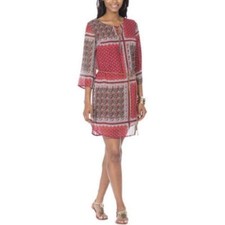 Moda Women's Floral Patchwork Design Belted Shift Dress Size XXL