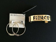 NWT BCBGeneration FIERCE Gold Tone Earring an...