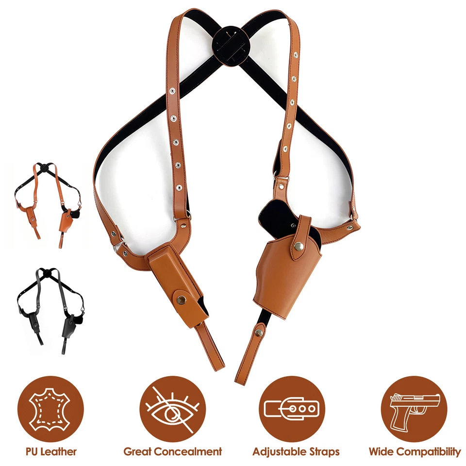 Leather Shoulder Holster General Vertical Gun Holster for Pistol M1911 Glock19 - Image 2 of 4