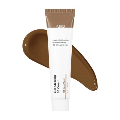 PURITO Cica Clearing BB Cream #31 Deep Warm 1 fl.oz / 30ml, Vegan bb cream, foun