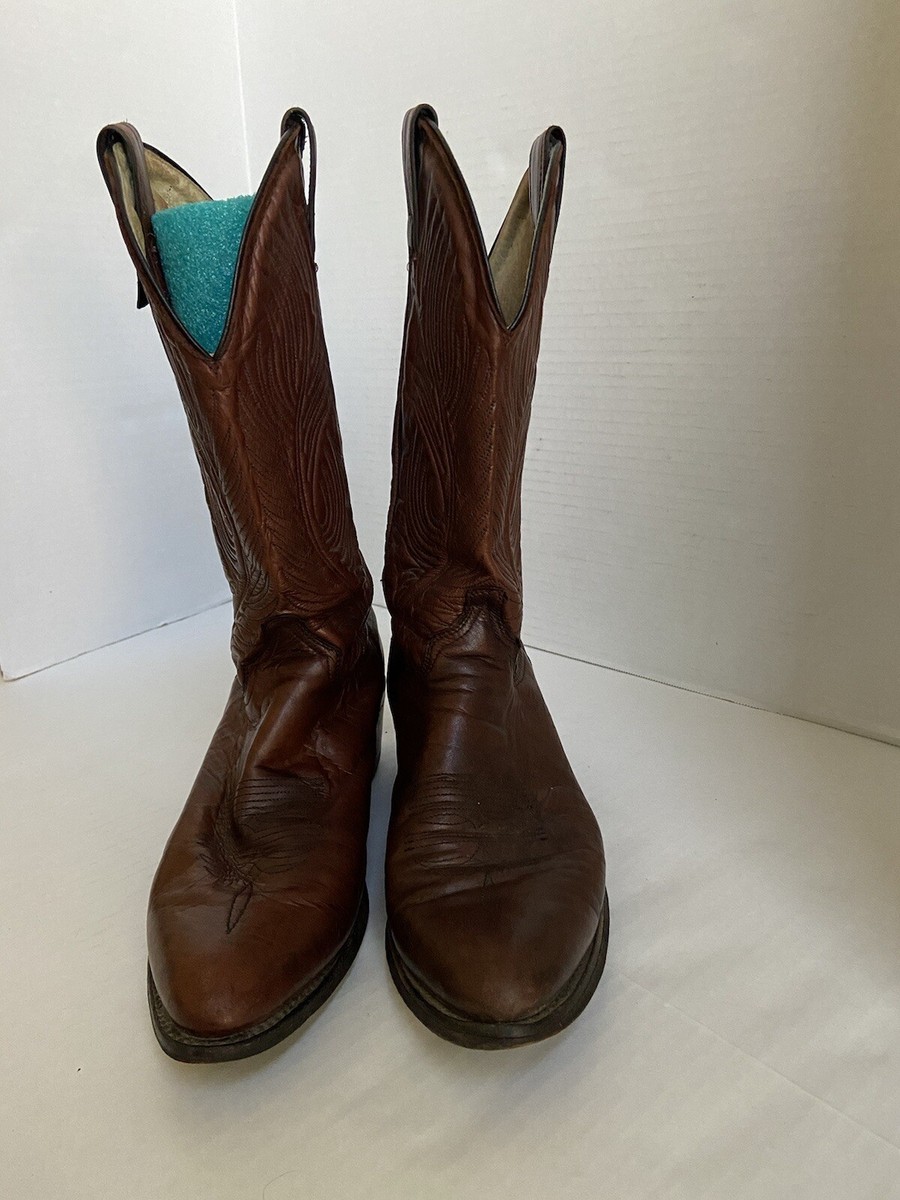 Vintage Abilene Mens Cowboy Western Boots Brown Tan Leather 