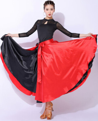 LDXEQIZ Damen Latein Tanzrock - Schlitz Rock Mit Rüschen Für Salsa, Tango & Bauchtanz