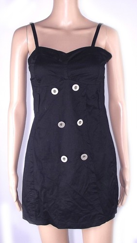 Risskio Traje Corto de Mujer Negro TALLA S Abocinada Botones sin Mangas Elegante