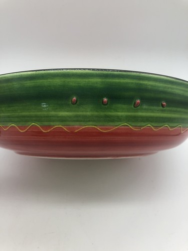 Colorful Handmade Painted Shallow Serving Bowl Ceramica el Avion Made in Spain - Picture 4 of 9