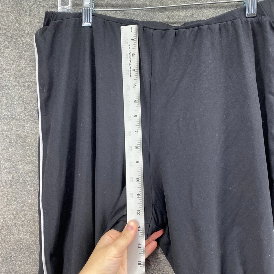 Pantalones Chico's Mujer 3 Negros Rayas Tiro Alto Chino Frente Plano Recto Pull On Foto 4 de 4