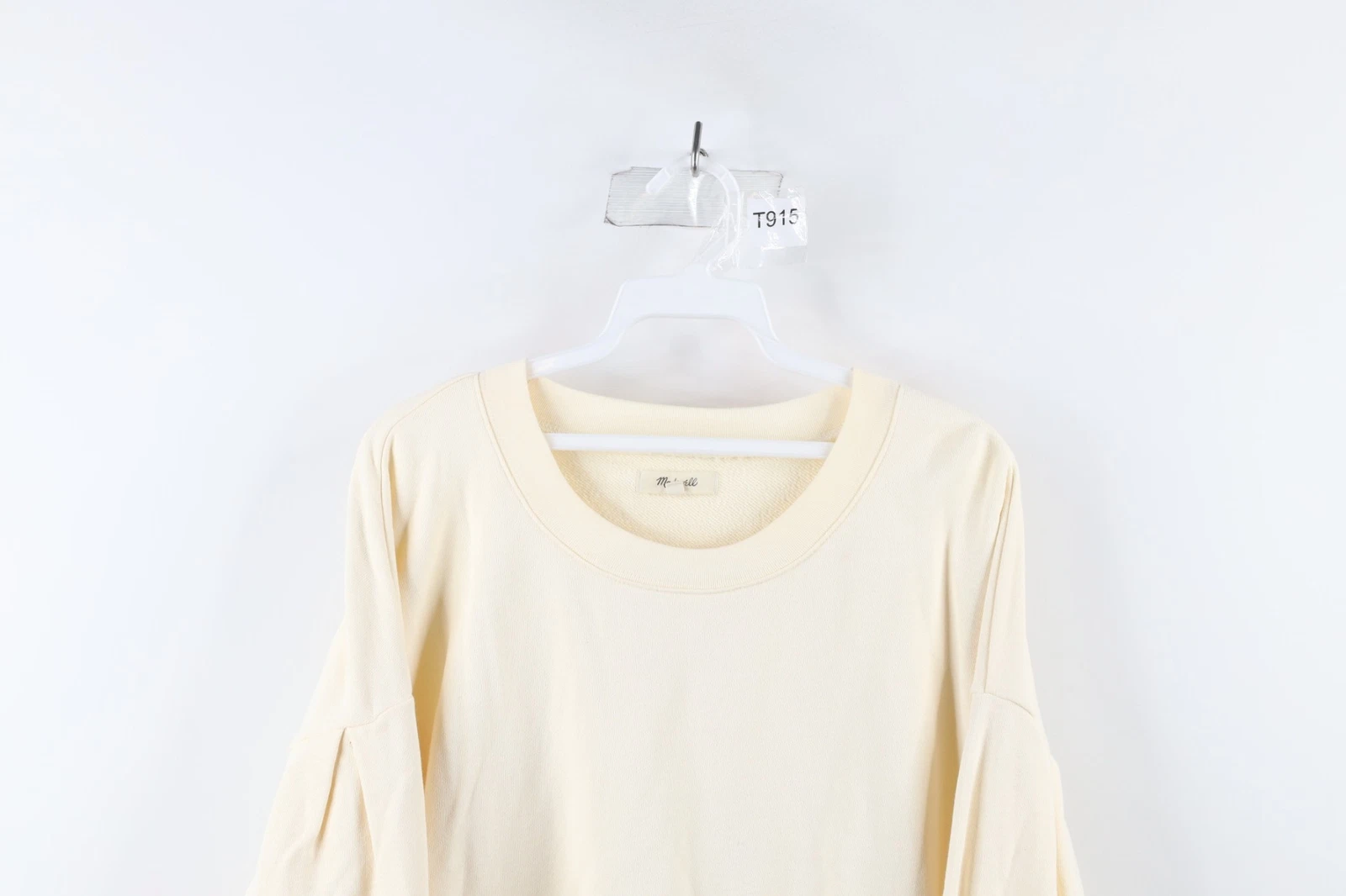 OFF WHITE Felpa girocollo Madewell donna taglia XL bianca tessuto spugna francese panna