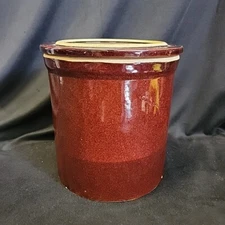 LARGE Early Vintage Brown Stoneware Crock/Jar Salt Glazed No Chips Or Cracks!