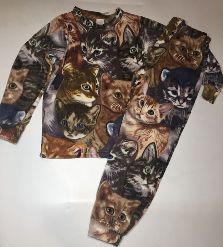 ZooFleece Cute Cats Sylvester Cheshire Cat Kitten Kids Pajama PJ Sweatsuit - Picture 6 of 8