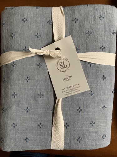 Southern Living Simplicity Linden King Duvet Cover Gray 56% Linen 44% Cotton New - Picture 2 of 6