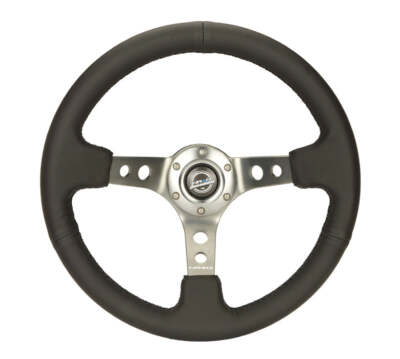 NRG Steering Wheel [3'' Deep Dish/350mm/Gunmetal Spoke/Leather Grip]