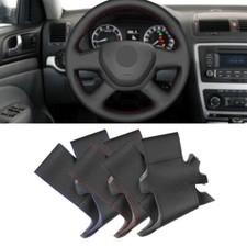 DIY Leder Schwarz Lenkrad Lenkradbezug Lenkradhülle Fit für Skoda Octavia Fabia