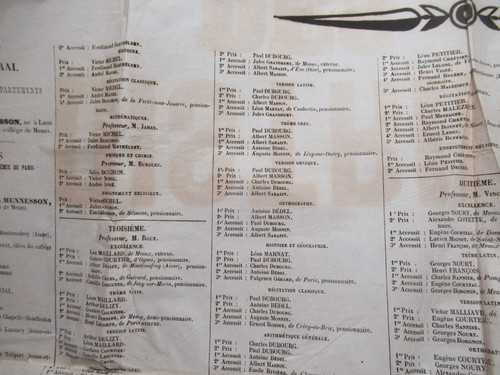 GRANDE AFFICHE "DISTRIBUTION DES PRIX ELEVES COLLEGE DE MEAUX" 1865 MARNE - Picture 5 of 6