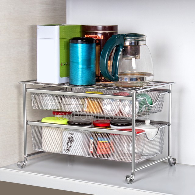 NEX 2 Tier Under Sink Organizer Storage Shelf with Two ...