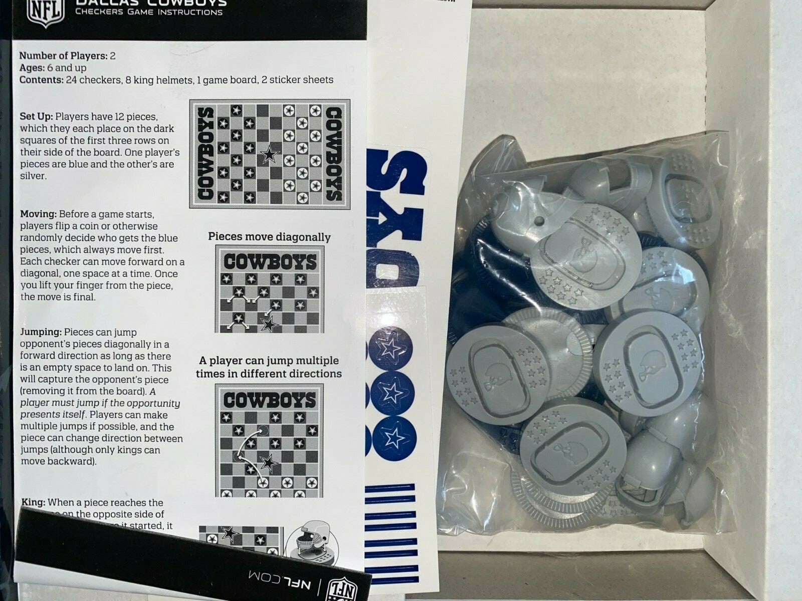 NFL Dallas Cowboys Checkers, Family game for ages 6+ 705988414459 eBay