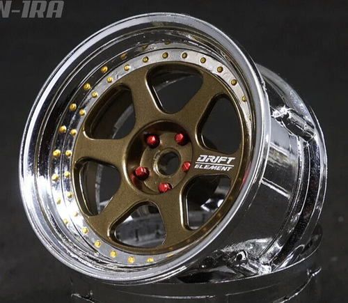 DS Racing 6 SPOKE RIMS Adjustable Offset Wheels BRONZE / CHROME- DE-222 2PCS