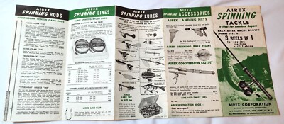 Brochure de vente de moulinet de pêche Airex Spinning Tackle 1952, histoire