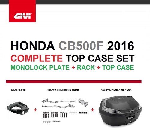 HONDA CB500F 2016 GIVI 1152FZ RACK + GIVI B47 BLADE TECH TOP BOX + M5M PLATE - Picture 7 of 12