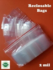 CLEAR 2 MIL ZIP SEAL BAGS POLY PLASTIC RECLOSABLE TOP LOCK ZIPPER BAGGIES 2MIL