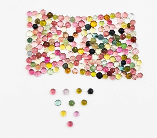Natural Multi Tourmaline Round Cabochon Loose Gemstone Lot 100 Pcs 1.50 MM - Picture 2 of 6