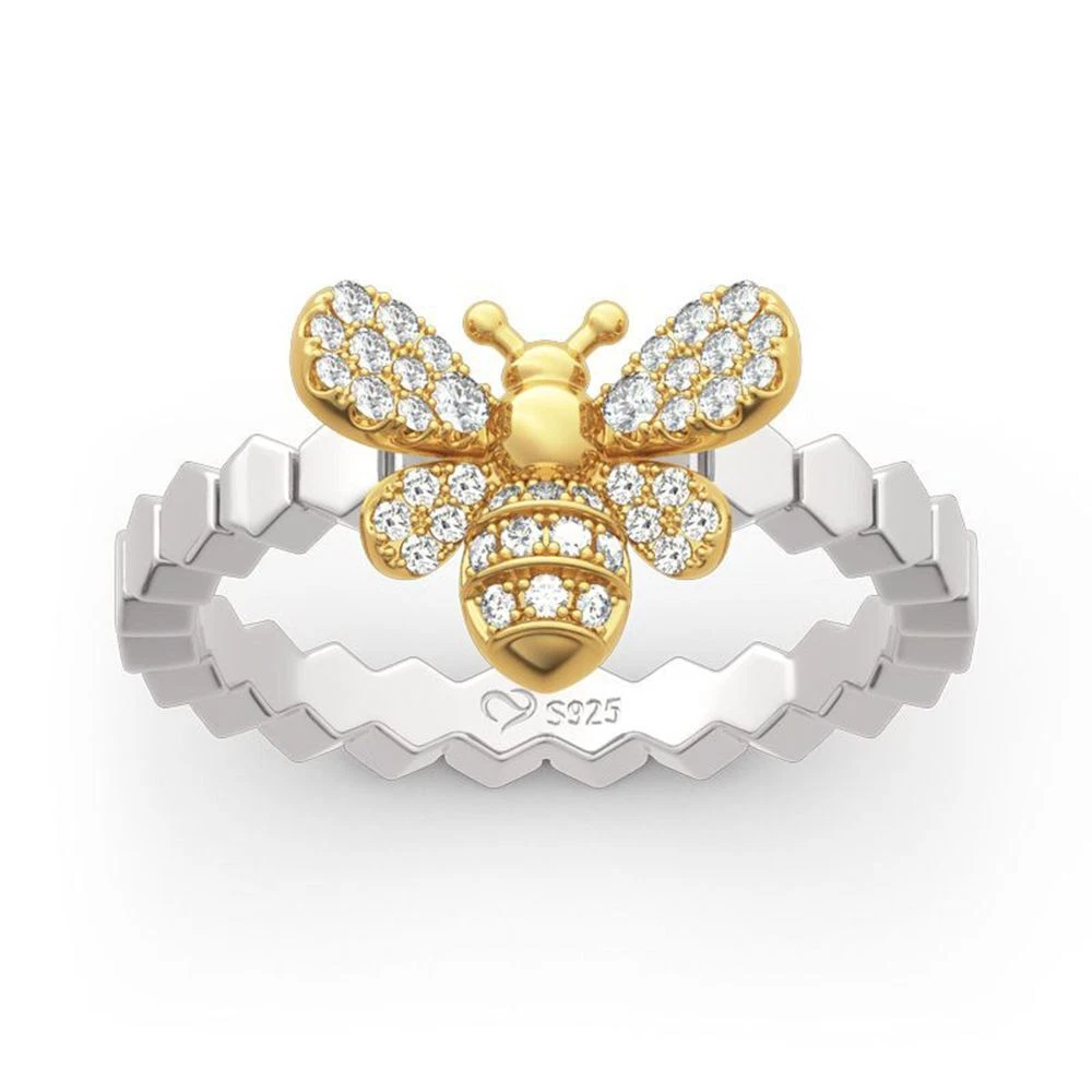 Engagement Wedding Cute Bee Finger Ring Yellow Bee Animal Ring