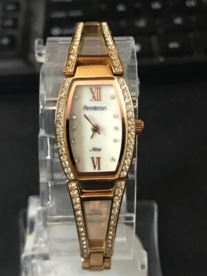 ARMITRON Now 753H Gold Tone18mm Ladies Quartz Watch Crystal 