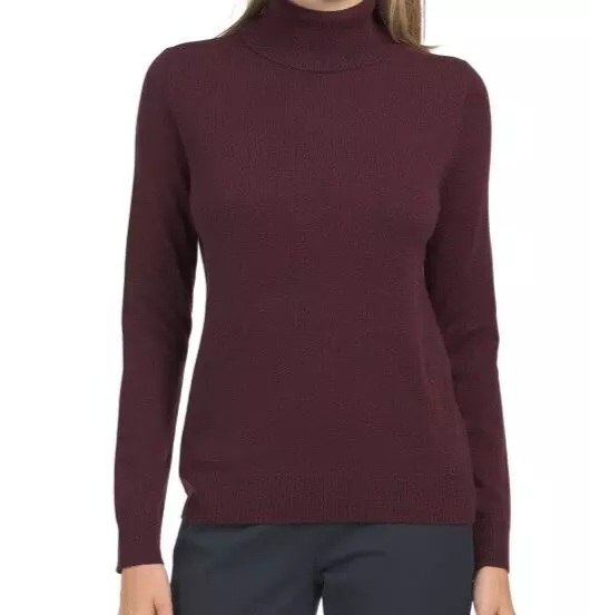 Theory Cashmere Easy Turtleneck Sweater Regular Fit Classic Sleeve Chianti M NWT