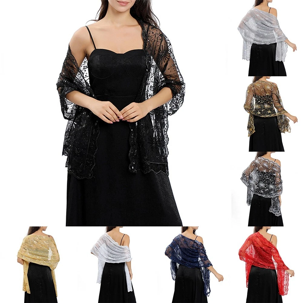 Sequin Glitter Beaded Shawl Scarf Wrap Formal Evening Party Prom