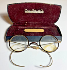Vintage Spectacles Eyeglasses Round Bifocals Wire Bakelite Frames  Case