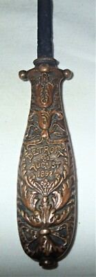 1897 BRONZE DETROIT MICHIGAN SAVING BANK EAGLE DEER ELK SEAL DESK LETTER OPENER