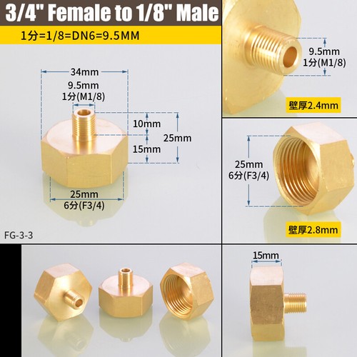 Brass Pipe Connector Female To Male Straight Adapter BSP Air Fuel Water Pipe - Picture 15 of 19