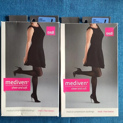 Medi Mediven Sheer & Soft Medical Compression Stockings Closed Toe 15-20 I Ebony