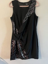 Parker Dress Size 16 Winslet Sheath Black Sequins Embellished Party Cocktail
