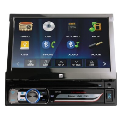 Dual XDVD600 7'' Flip-Up Single DIN CD/DVD Bluetooth AM/FM Radio Car Stereo
