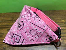 DOG BANDANA COLLAR  Adjustable Buckle  Pink Triangle Scarf  12.5 - 14.5 in.