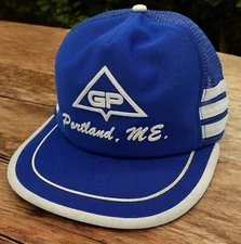 Vtg Georgia Pacific Portland ME 3 Stripe Nylon Snapback Trucker Hat Cap USA OSFA