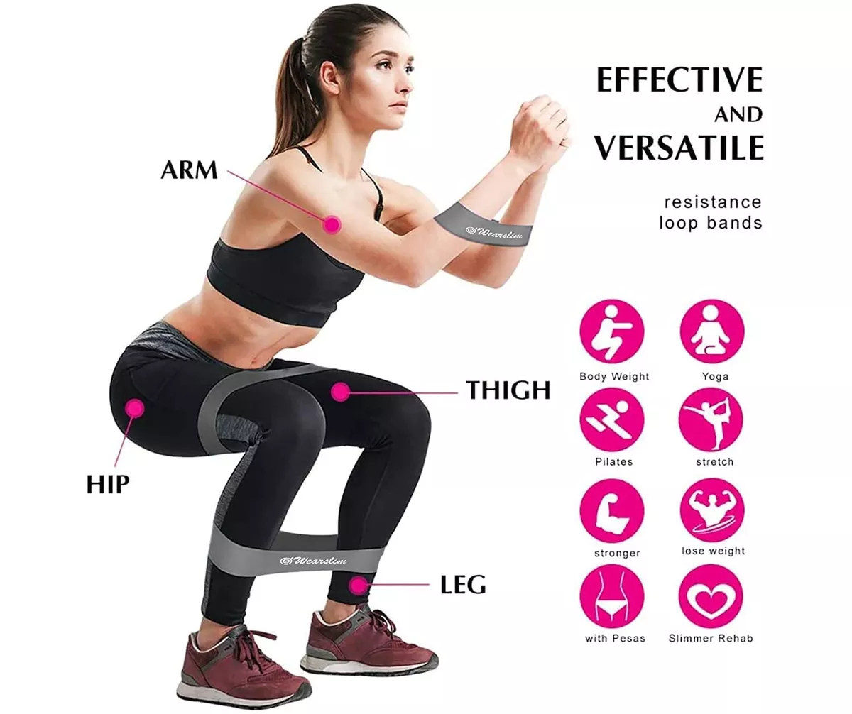 Resistance Looped Bands set of 4 Latex Free Glute and Fitness