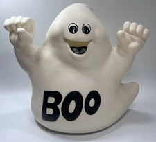 Vintage 11" HALLOWEEN Blow Mold GHOST Boo Plastic Light Up Tabletop Decor