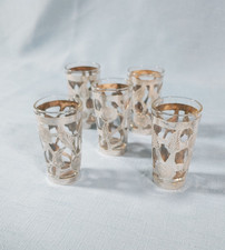 (5) Vtg Mexico Sterling Silver Overlay Shot Glasses W/Glass Inserts 2 5/8” High