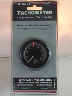Equus 6086 6000 Series 2-1/2'' Tachometer, Black, 8000 RPM