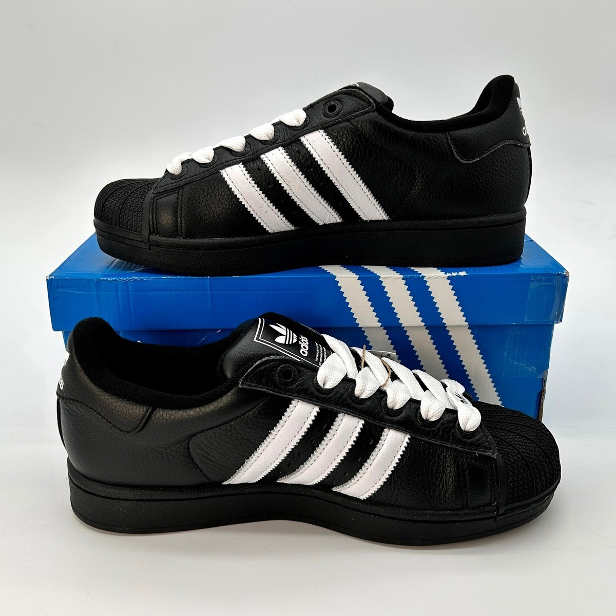 adidas Superstar II Mens Size 9 Leather Sneakers Core Black White
