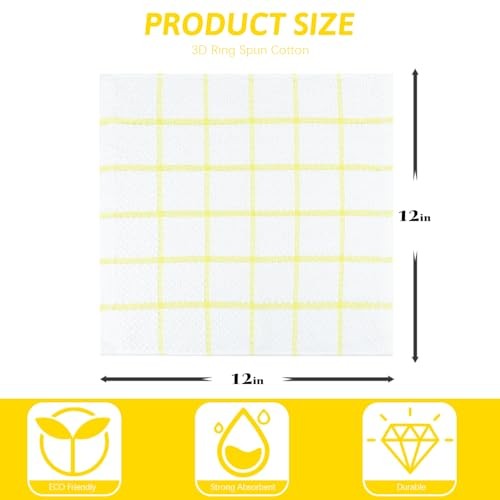 8 Pack Dish Cloths for Washing Dishes, 100% Cotton 12 x 12 in - 8PCS Yellow - Picture 2 of 6