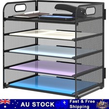 5Layer Wall-mounted File Storage Rack Metal Mesh Holder Hanging Magazine Rack AU
