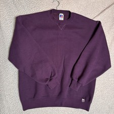 Vintage Russell Athletic Sweatshirt Mens L Blank Plum Crewneck Made In USA 90s