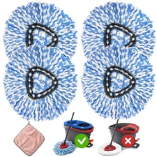 Spin Mop Head Replacement - 4 Pack Microfiber Blue for O-Ceda Spinning EasyWring