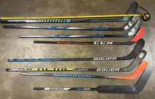Lot of 8 Hockey Sticks Mixed Condition / Bauer / CCM / Warrior / Sr and Jr /READ