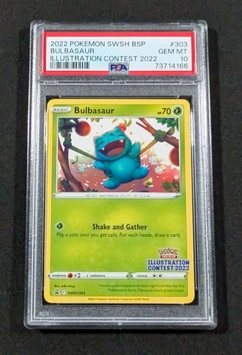 Pokemon English Bulbasaur SWSH303 PSA 10 GEM MT 2022 Illustration Contest Promo