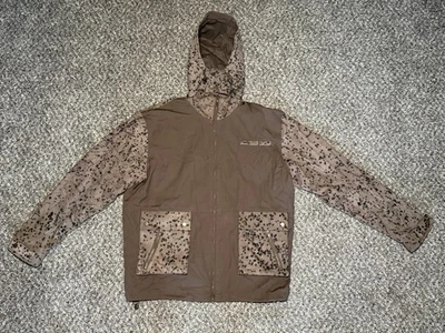 LORO PIANA Storm System Men's Hooded Field Jacket Sz L Cotton Canvas Leather